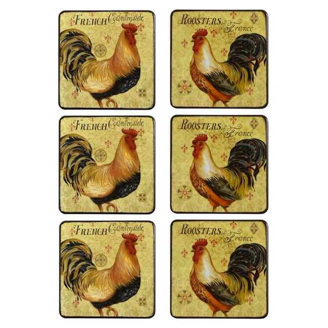 Jeco HD-HA043 Sous-Verre avec Motif Coq - Lot de 7