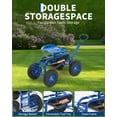thumbnail image 3 of Tabouret de Travail de Jardin Robuste à Roulettes avec Capacité de 400 Lb, Siège Pivotant à 360 Degrés Hauteur Réglable, Plateau de Rangement pour Pneus Tout-Terrain, Banc d'Outils de Cour Extérieur, Vert Menthe/bleu Gentiane/rouge, 3 of 8