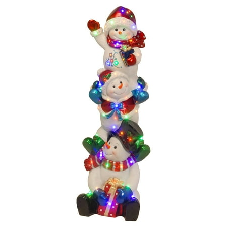 Fiberglass Snowman - 61 in. 50 Light LED Stacking Snowman Family Outdoor Light Display