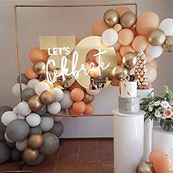 gold orange balloons gray pastel arch bridal shower inch