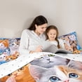 thumbnail image 5 of YST Kids Cute Cat Comforter Cartoon Pet Cats Bedding Set for Children Boys Girls Cute Kitten Print Comforter Set Cat Lover's Animal Themed Design Quilt Set Bedroom Collection 2Pcs Twin Size, 5 of 7