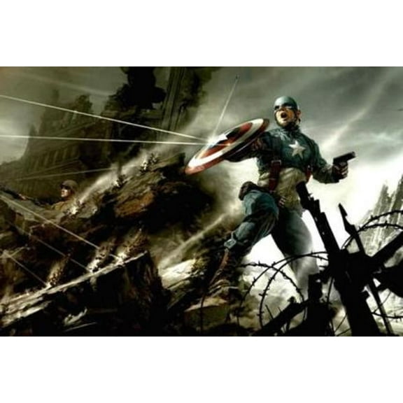 Captain America Movie Poster 24x36 Art Poster 24x36 Multi-Color Square Adults Poster Time