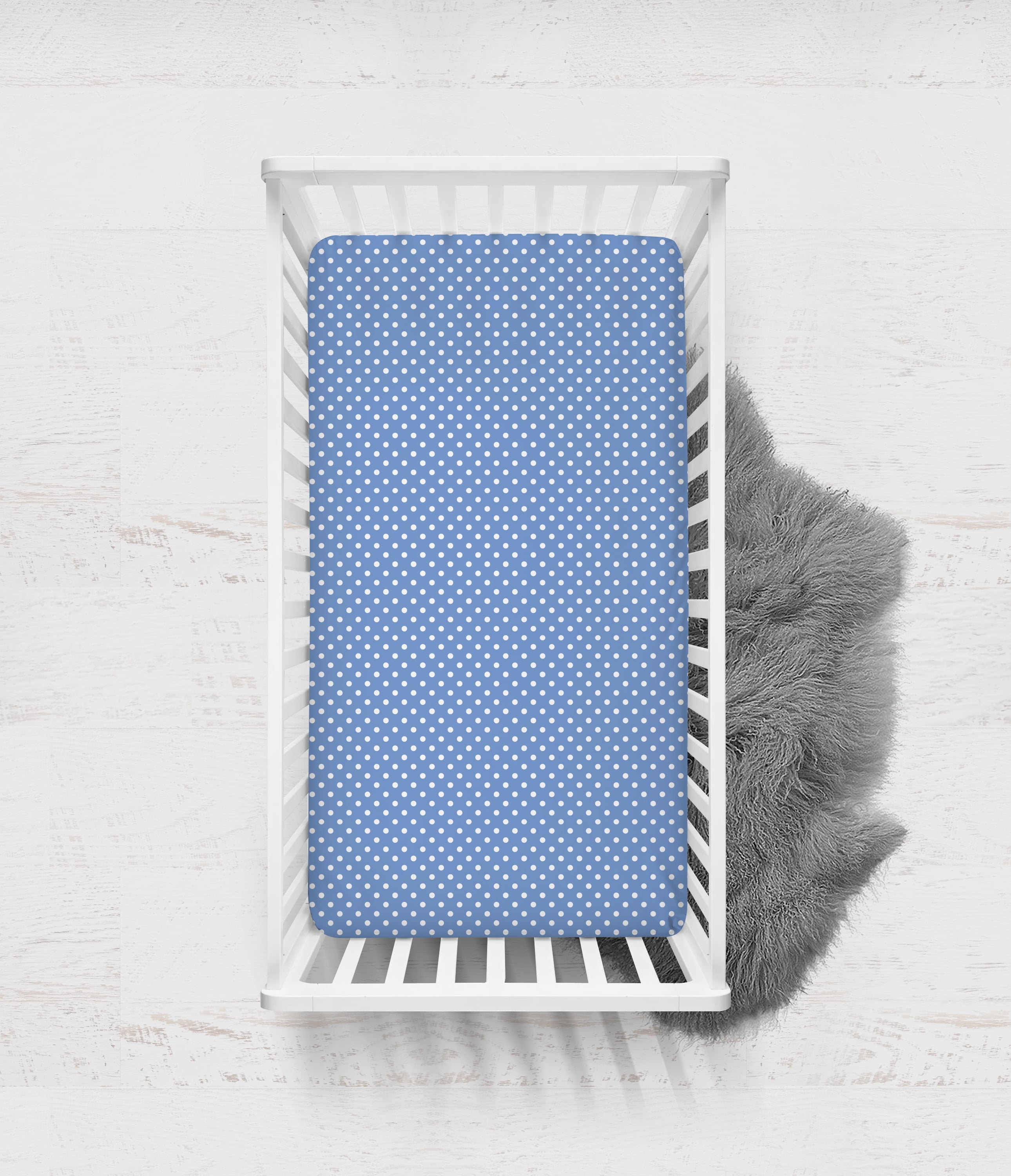 Bacati - Pin Dots Fitted Crib Sheets 100% Cotton Percale,  Available in Multiple Colors