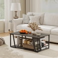 thumbnail image 2 of Gymax 40'' Coffee Table & 2-Tier Modern Farmhouse Center Table w/Storage Shelf Brown, 2 of 10