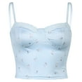 thumbnail image 3 of DPTALR Style Lady Retro Lace Broken Flower Small Sling Navel Short Blouse, 3 of 9