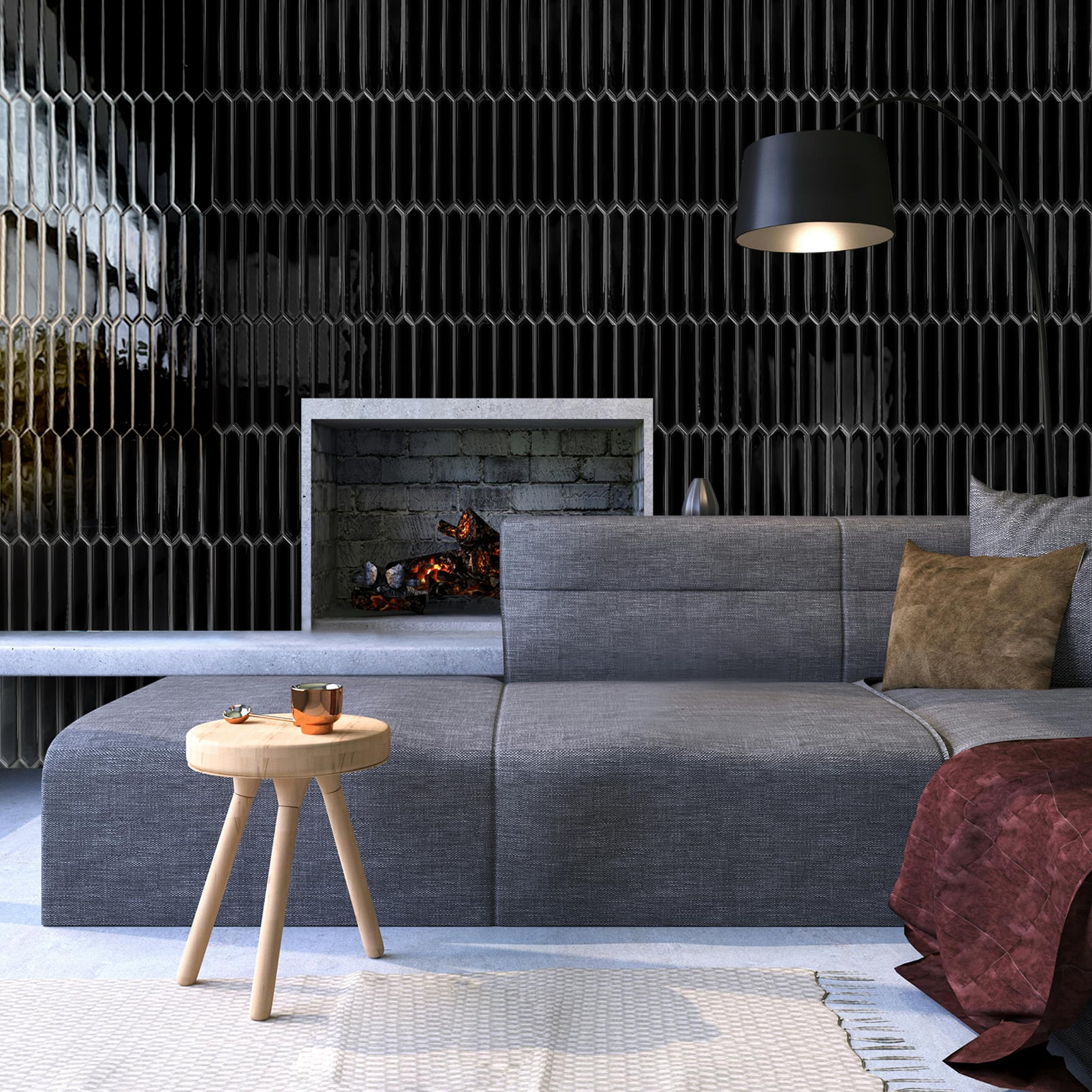 DEWOO Black Tile Peel and Stick Backsplash, 10 Sheets Self-Adhesive Wall Tiles Stick on Back Splash for Kitchen, Bathroom, Fireplace,RV(12"×12",Black Marble)