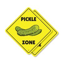 Pickle (2 Pack) Plastic Crossing Sign - 12 Inch X 12 Inch Xing Sign Gift Food Snack Dill Jar Sweet Treat Fun Party Decor Sour Gourmet Farm
