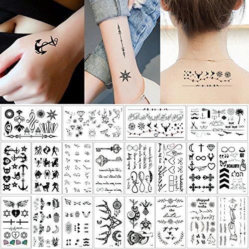 20 Sheets Fake Black Tiny Temporary Tattoo Body Sticker Hand Neck Wrist Art  Fashion 