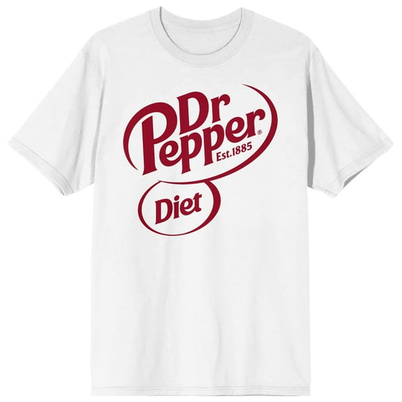 Dr Pepper Diet Logo Adult White Crew Neck Short Sleeve T-shirt-Large