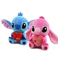 thumbnail image 2 of Divertidas muñecas de peluche de Stitch de Disney de dibujos animados en azul y rosa, juguetes de anime, Lilo y Stitch, juguetes de peluche de Stitch, regalos de Navidad para niños, 2 of 5