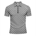 thumbnail image 5 of Jjayotai Mens Polo Shirts, Men's Summer Casual Stretch Jacquard Plaid Printed Half Zipper Lapel Short Sleeve Top Polo Shirt, True Classic Tees Men, 5 of 9