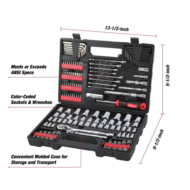 Hyper Tough 144-Piece 1/4, 3/8 and 1/2-inch Drive Mechanics Tool