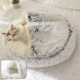 thumbnail image 5 of Cat Bed Round Plush Fluffy Hooded Cat Bed Cave for Small Dogs Kittens Anti-Slip Machine Washed Bed for Cat Puppy,Grey,20 Inches, 5 of 11