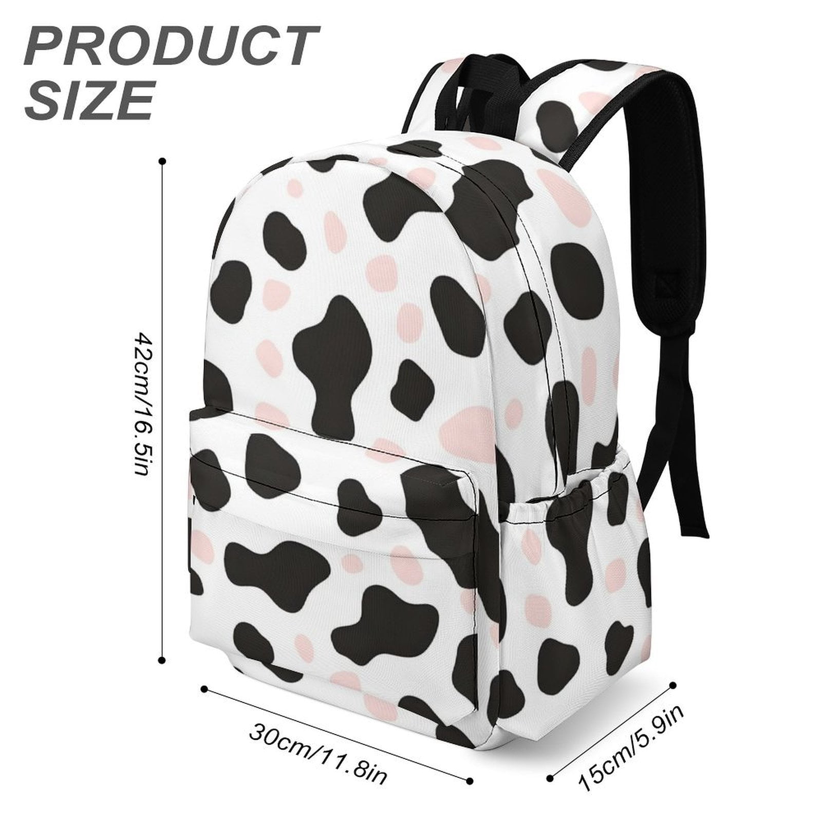 Large Capacity Half Print Backpack 11.8×16.5×5.9in Multifunctional Zipper Design Convenient Switch Simple Cow-print Pattern1_3