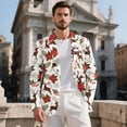 thumbnail image 2 of KUIFORTI Poinsettia Men's Suit Jacket Lightweight Blazer One Button Outfit for Weddings Business Meetings Prom Dinners Travel and Daily Wear, 2 of 7