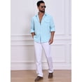 thumbnail image 2 of DARING DIVA Men's Plaid Textured Casual Long Sleeve Button Down Shirt S Sky Blue, 2 of 7