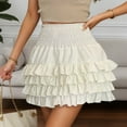 thumbnail image 3 of RUTAYY Women's Skirt High Waisted Pleated Tiered Skirt A-Line Everyday Wear Comfortable Breathable Classic Stylish Mini Skirt, 3 of 4
