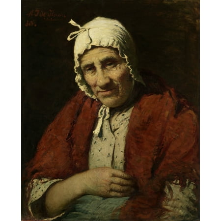 Study Oil Painting - Old Jewish Woman By Meijer Isaac De Haan 1880 Dutch Painting Oil On Canvas Study Of An Elderly Woman With Her Right Arm On Her Stomach And Wearing A White Cap Poster Print