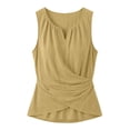 thumbnail image 4 of Chbgutlmr Womens Cotton Linen Tank Tops Sleeveless Notch Neck Cross Front Irregular Hem Ruched Crop Top Casual Summer Fitted Blouse Tops, 4 of 7