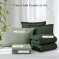 thumbnail image 2 of Amberspace Prewashed fabric 7-piece Bed in a Bag Comforter Set with Sheets,Dark green,Full, 2 of 7