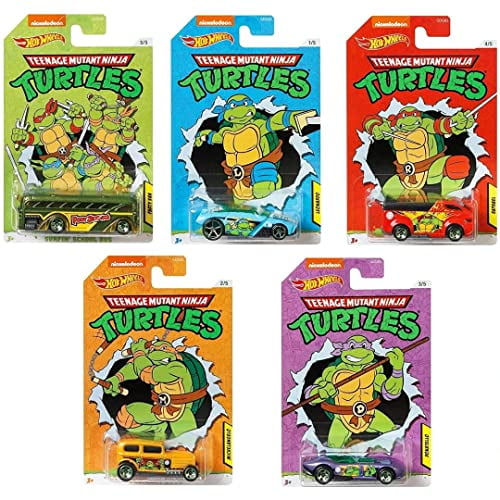 Juego de 5 unidades de Toy Hot Wheels Teenage Mutant Ninja Turtles TMNT