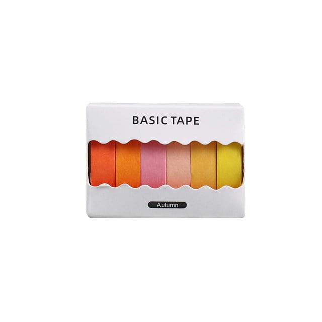 Dvumao Home Decor, 6 Non-repetitive Basic Solid Color Japanese Paper Tape Notebook Note Decoration Japanese Paper Sticker Set, Party Favors