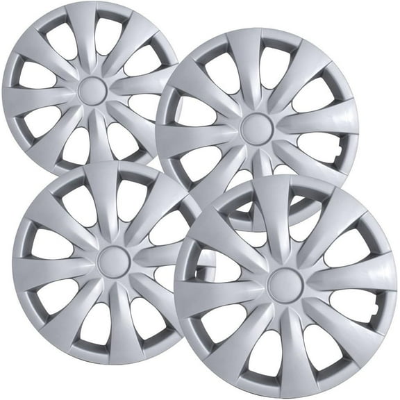 15 inch Hubcaps Compatible with 2009-2013 Toyota Corolla - (Set of 4) Wheel Covers for 15in Standard Steel Rims, Silver Chrome