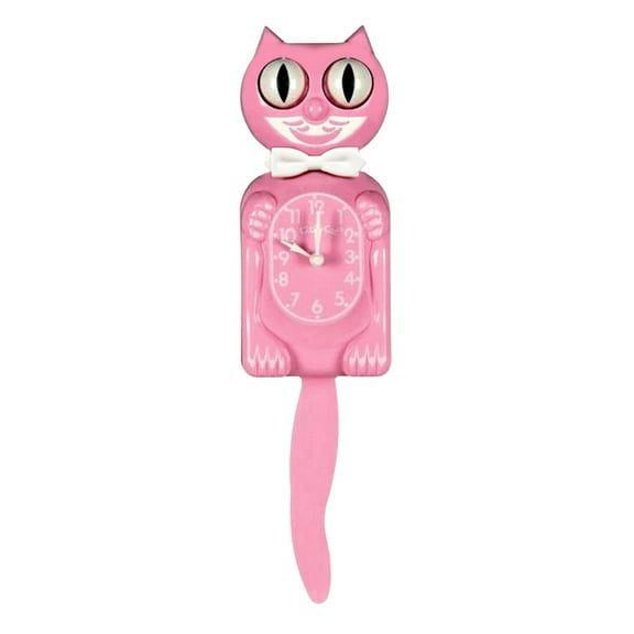 Pink Satin Kitty Cat Clock (3/4 Size) 12.75" Smaller Version Kit Cat Klock Made in USA