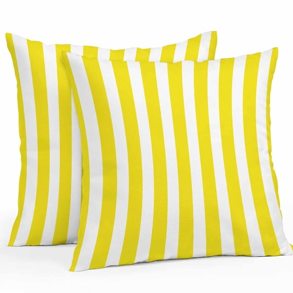 Yellow and White Striped Outdoor Pillow Covers Pack of 2 Gradient Geometric Waterproof Throw Pillow Covers Decorative Cushion Cases for Patio Garden Tent Balcony Couch 18x18 inch