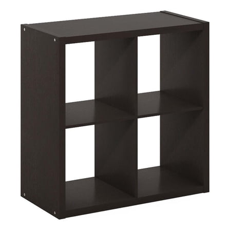 Pemberly Row Open Back Decorative Cube Storage Organizer in 4-Cube Dark Oak