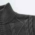 thumbnail image 5 of Men's Sweater Long Sleeve Quarter Zip Stand Neck Solid Cable Knit Pullover Top Dark Gray 3XL, 5 of 7