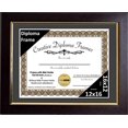 thumbnail image 2 of Creative Picture Frames 12x16 Mahogany Diploma Frame with Gold Rim Including Black Mat Glass and Installed Wall Hangers | Frame Holds 16x20 Media without Mat, 2 of 4
