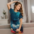 thumbnail image 3 of Naloa Fantasy Underwater Adventure Print Women Nightgowns,Womens Loungewear,Short Sleeve Sleepwear,Comfy Ladies Nightdress, 3 of 6