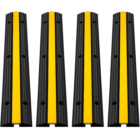 BENTISM 4 Pack of 1-Channel Rubber Cable Protector Ramps Heavy Duty 22046lbs Load Capacity Cable Wire Cord Cover Ramp Speed Bump Driveway Hose Cable Ramp Protective Cover