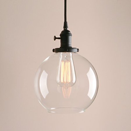 Round Hanging Lamp pathson industrial factory globe round glass shade style pendant light dia 7.9