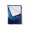 thumbnail image 2 of Ocean Soft Flannel Fleece Blanket, Moonlight over Wavy Sea Dramatic Sky Beach Landscape Picture in Oil Painting Effect, Cozy Plush for Indoor and Outdoor Use, 50" x 70", Navy White, by Ambesonne, 2 of 6