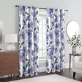 thumbnail image 3 of Purple Floral Curtains, Flower Leaves Blackout Curtains For Bedroom Living Room Home Decor, Leaf Botanical Patterned Grommet Drapes 38"W x 45"L, 3 of 6
