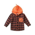 thumbnail image 2 of ATOGUTA Kids Coats Boys Winter Spring and Autumn Styles Classic Checked Hooded Shirt Children's Clothing Orange, Size 1T-8, 2 of 6