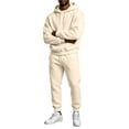 thumbnail image 6 of Zorvxlyn Men 2 Piece Sweatsuits Sets Fleece Hooded Sweatshirt and Sweatpants Jogging Suit Fall Winter Fuzzy Tracksuit Hoodie Suit Set Men's Outfits Beige M, 6 of 7