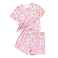 thumbnail image 4 of Riecok Short Outfits for Girls 2 Piece Travel Sets Crewneck Short Sleeve Tops and Shorts Vacation Lounge Sets Multicolor 13-14T, 4 of 8