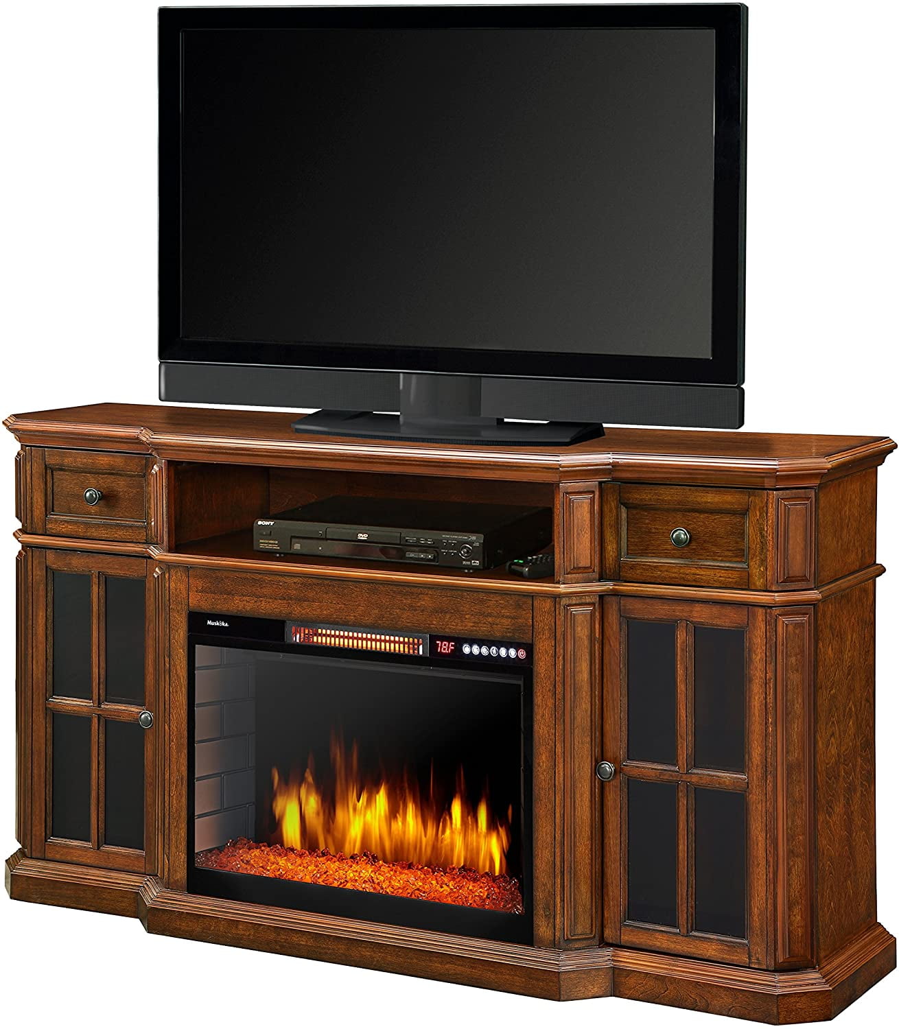Muskoka Sinclair Electric Fireplace TV Stand in Aged Cherry 2591848