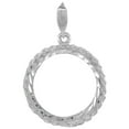 thumbnail image 2 of Sterling Silver Nickel Bezel 21 mm Coins Prong Back Rope Edge Diamond Cut 5 Cent Coin NOT Included, 2 of 5