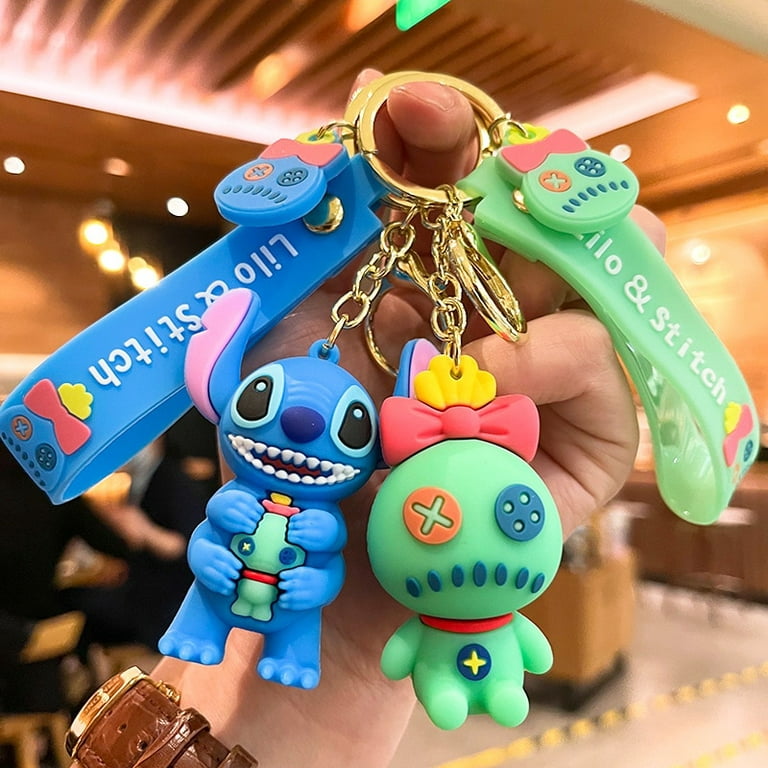 Cute Stitch Silica Gel Keychains Cartoon Lilo & Stitch Anime Keyholder  Disney Pendant Keyrings for Bag Hanging Jewelry Gifts