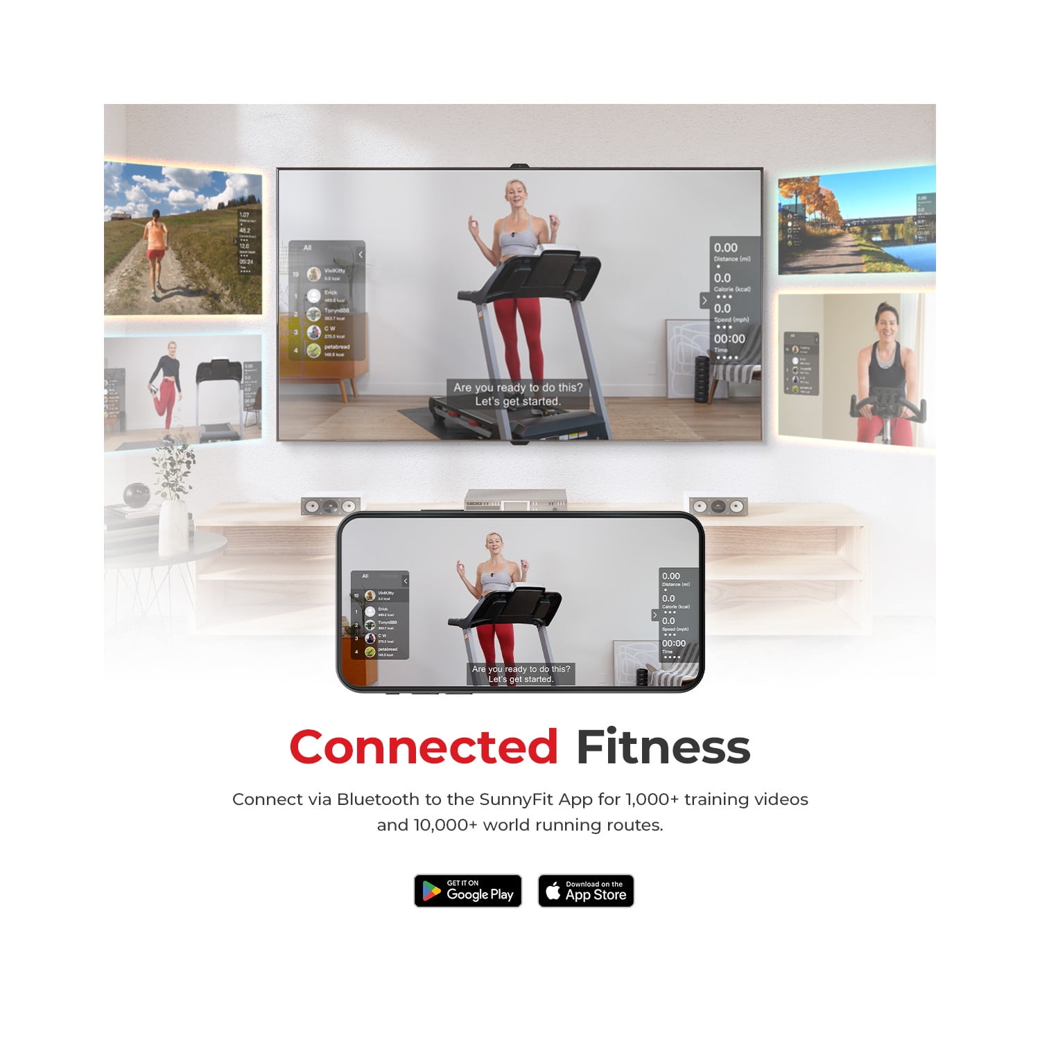 Sunny Health & Fitness Premium Double Deck Treadmill w Auto Incline + Free SunnyFit® App Membership - SF-T7515SMART
