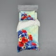 thumbnail image 2 of Ambesonne Floral Bedding Set 4 Pcs, Poppy Chamomile Bouquet, Queen, Red Blue, 2 of 3
