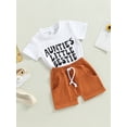 thumbnail image 3 of Bagilaanoe 2pcs Toddler Baby Boy Short Pants Set Short Sleeve Letter Print T-Shirt Tops + Shorts 3M 6M 12M 18M 24M 3T Kids Casual Summer Outfits, 3 of 9