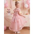 thumbnail image 6 of IBTOM CASTLE Kids Girls Princess Dress Mesh 3D Flower Ruffle Tulle Dress Flower Girl Dress Birthday Party Dress Bowknot High-low Hemline Decor Pink, 6 of 7