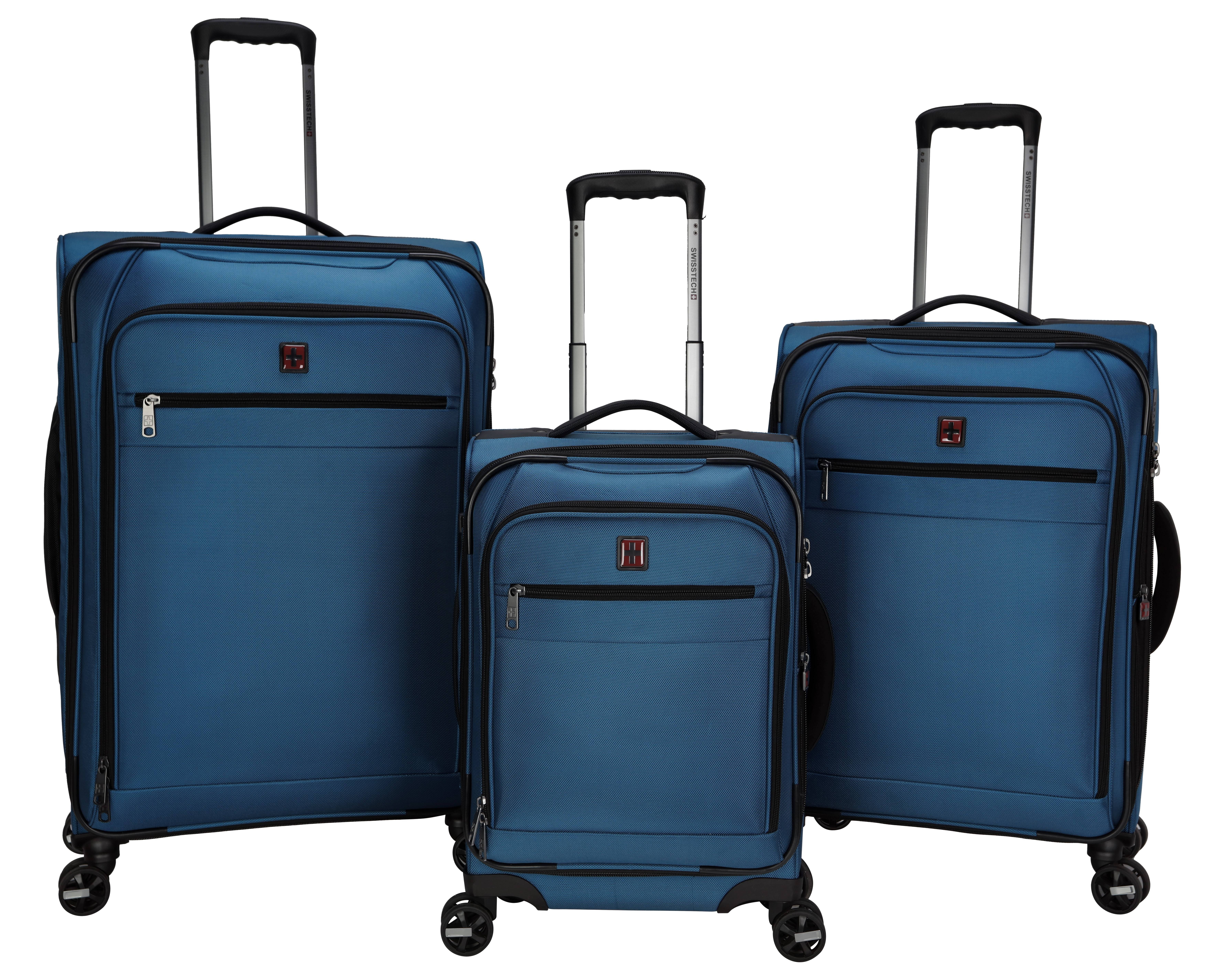 Swiss Tech 28in Softside Checked Luggage with 8-Wheel Spinner, Blue