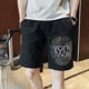 thumbnail image 4 of Pantalones cortos con estampado gráfico para hombre, pantalones cortos de anime para hombre, negros, de secado rápido, informales, elegantes, estilo Y2k, ropa de calle de verano de los años 90, pantal, 4 of 5