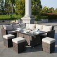 thumbnail image 2 of Novelty Patio L Shape Section Sofa with Rectangle Aluminum Firepit Table, 2 of 7
